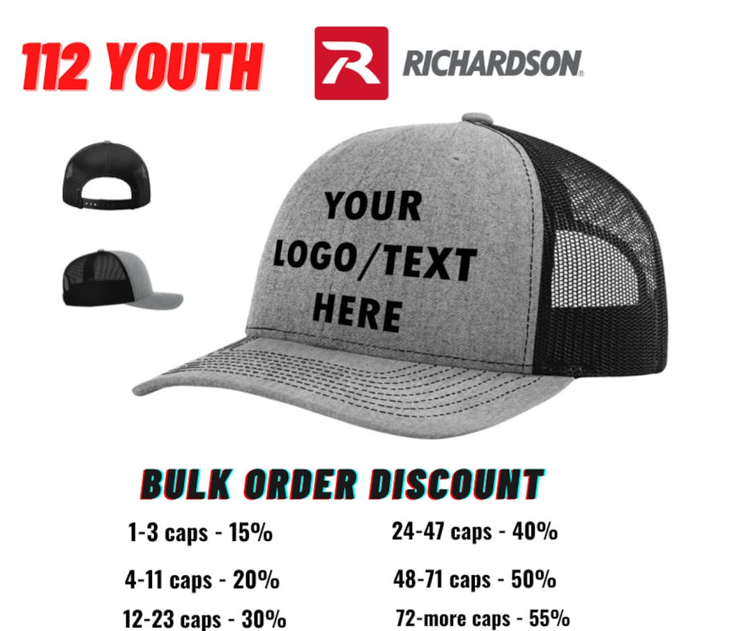 Embroidery, Youth Trucker Cap, 112 Youth Richardson Trucker, Snapback