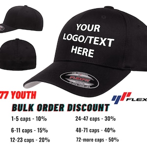 Benutzerdefinierte Flexfit-Kappen, 6277 Flexfit-Baumwollmischungs-Jugendkappe, bestickte Flexfit-Kappen, Hüte für Männer, Hut mit Logo- Text