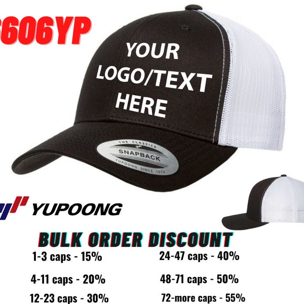 Custom Embroidery, Yupoong 6606, Retro Trucker Hat, Trucker Cap With Logo- Text