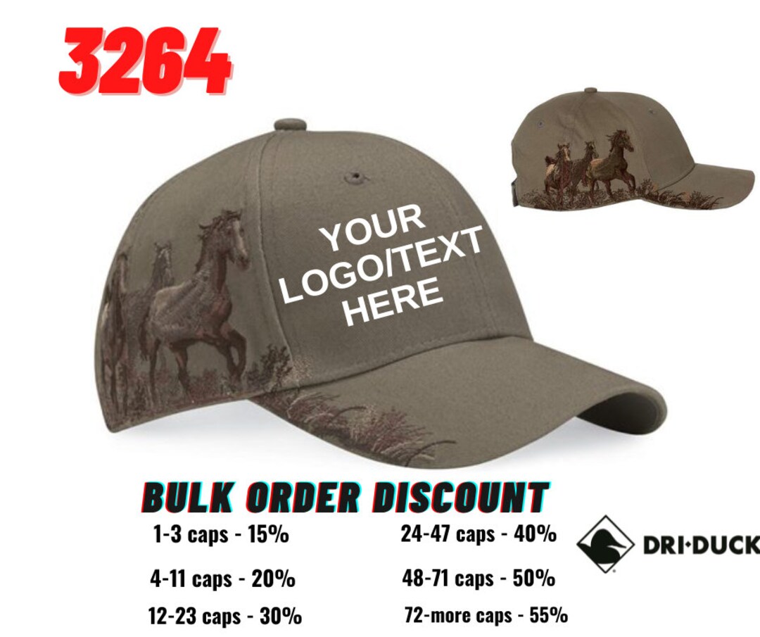 Custom Made Caps, Dri Duck Caps, Mustand Caps, Wildlife Series,embroidery Name, Adult Caps Etsy
