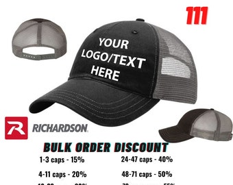 Gorra de camionero Richardson 111 bordada a medida: snapback lavado