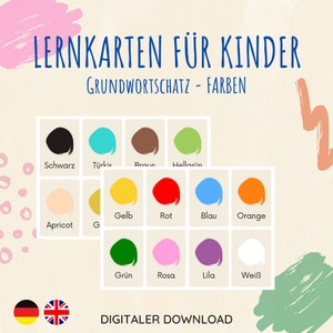 Kartenset | 16 Farben | Lernkarten | Memory | Montessori | Spiel | Lernen | Kinder | Deutsch | Englisch | Grundwortschatz