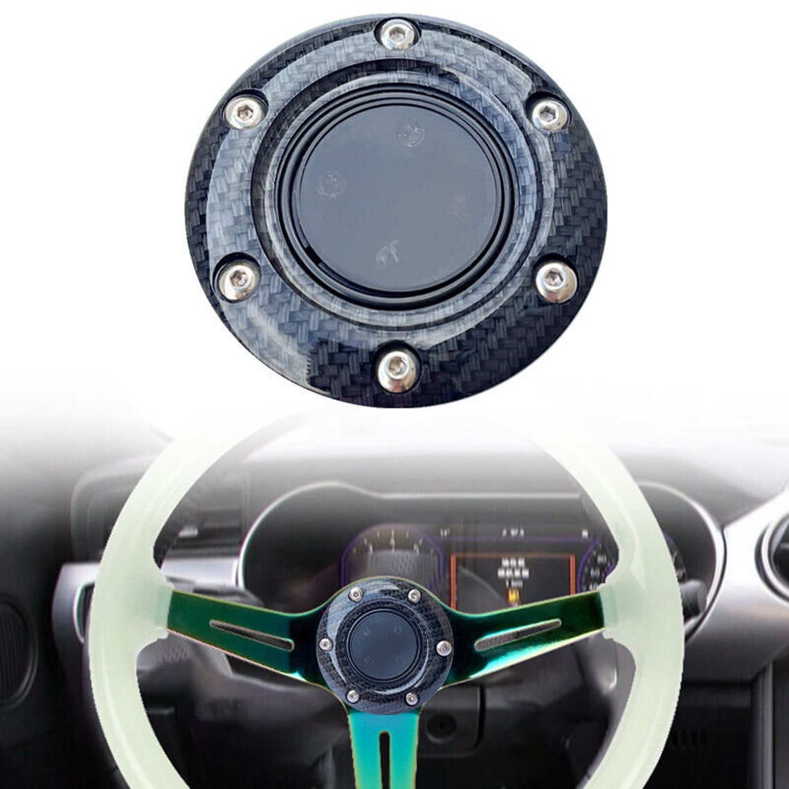 Carbon Fiber Steering Wheel Center Cap Horn Button Carbon Etsy