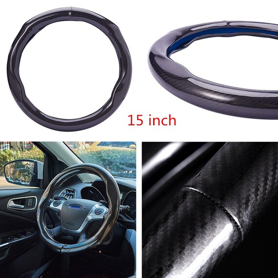 Carbon Fiber Pu Leather Car Steering Wheel Cover Protector Etsy
