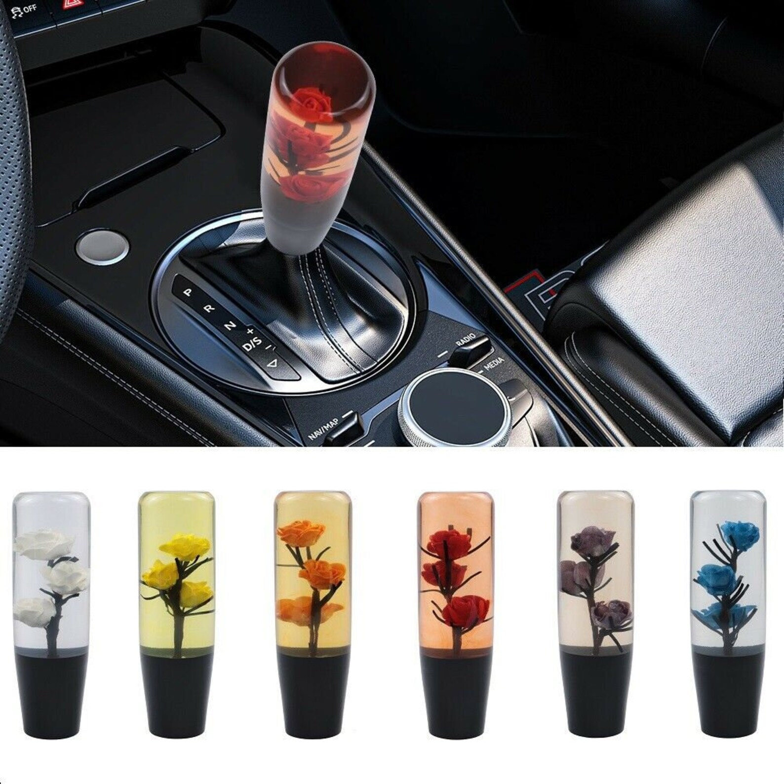 Vip 15cm Jdm Clear Real Flowers Manual Gear Stick Shift Knob Etsy
