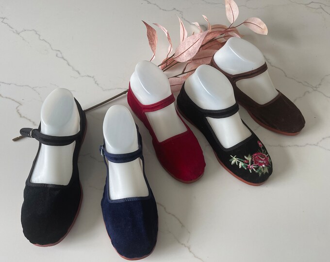 Women Black Mary Janes Handmade From Natural Leather, Square Toe Flat