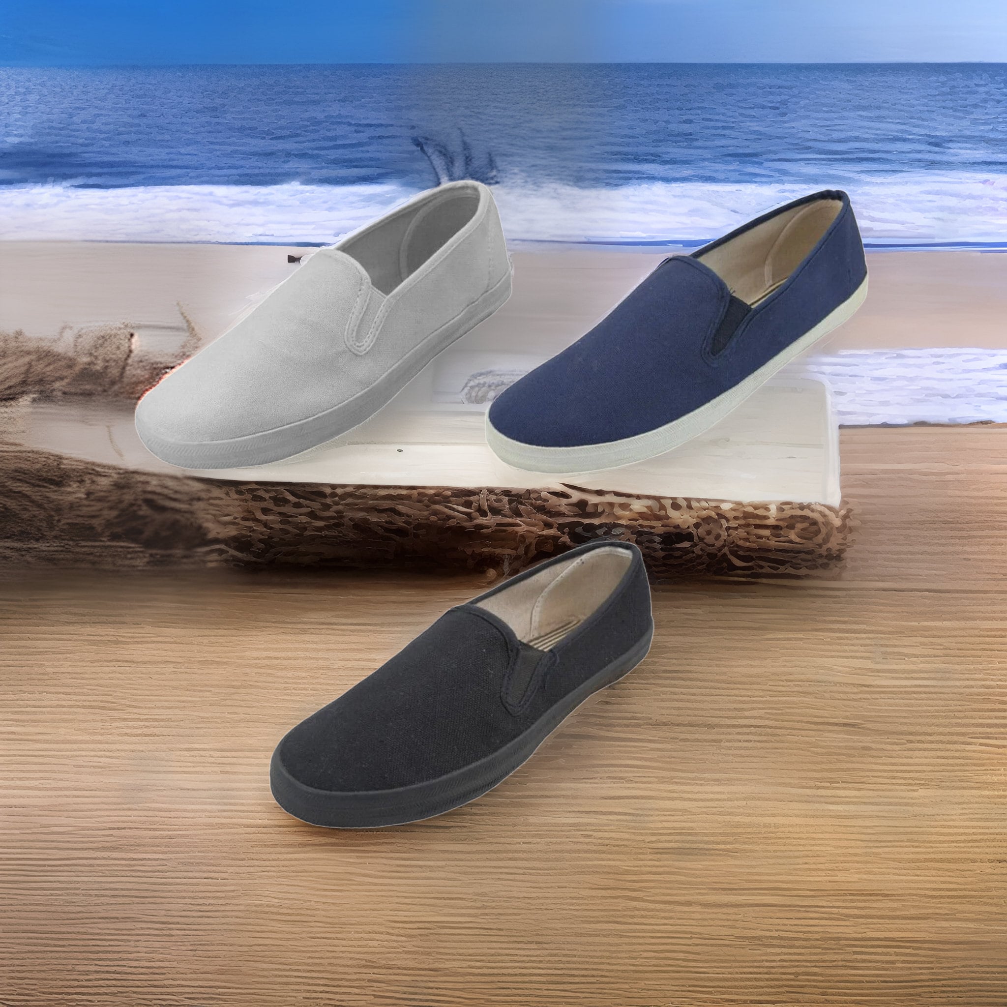 Mens canvas slip on shop deck shoes