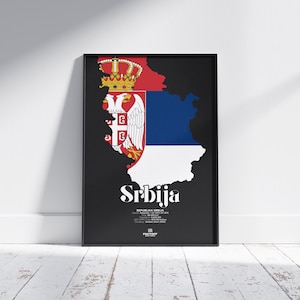 Serbia Map Art Print: Serbian Flag, Minimalist Travel Decor (Digital Download)