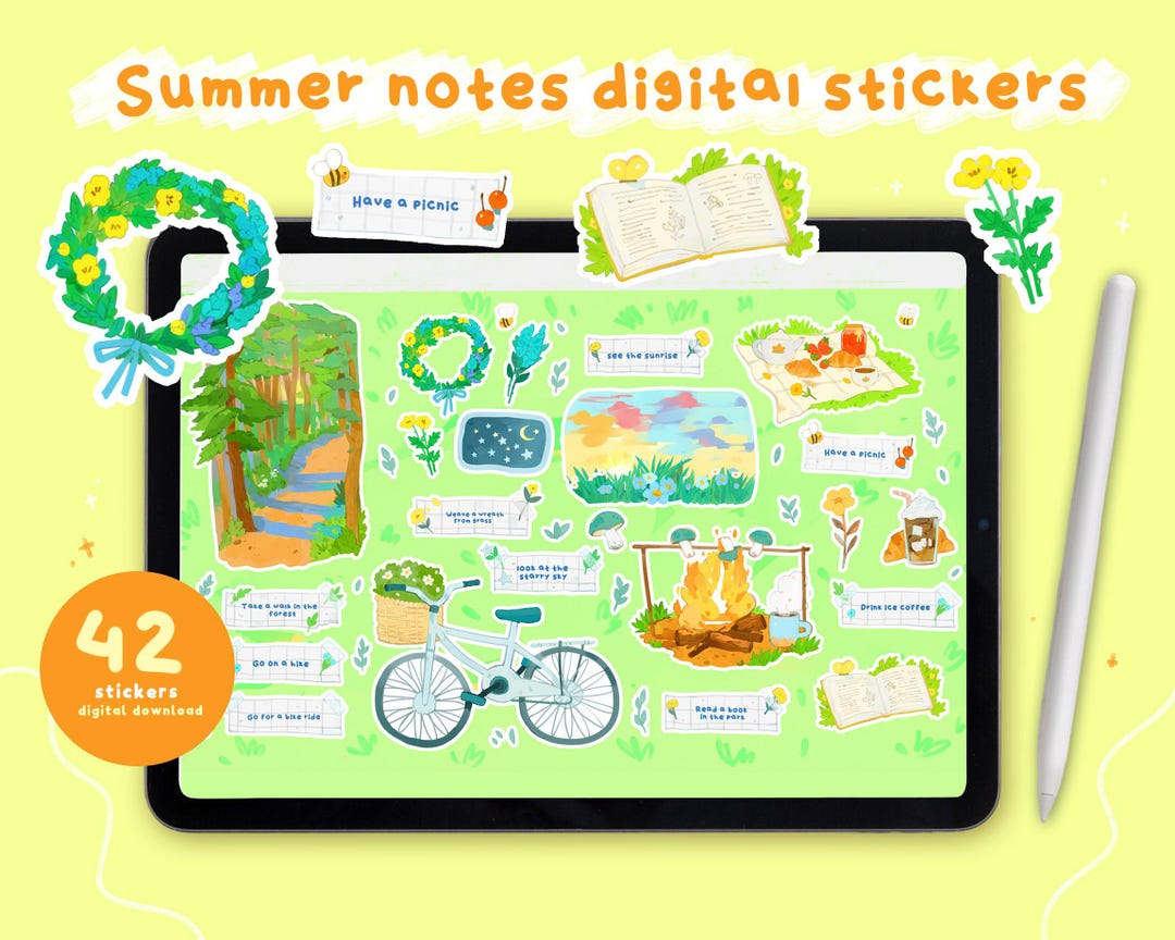 Summer Notes Digital Stickers for Goodnotes & Digital Journals ...