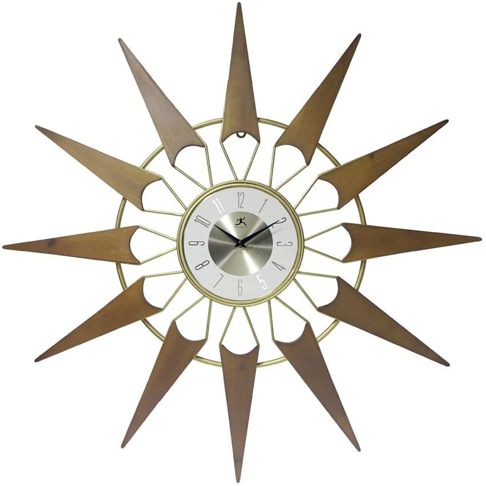 Gold Wall Clock Retro Midcentury Starburst Alarm Clock Oversized Mid