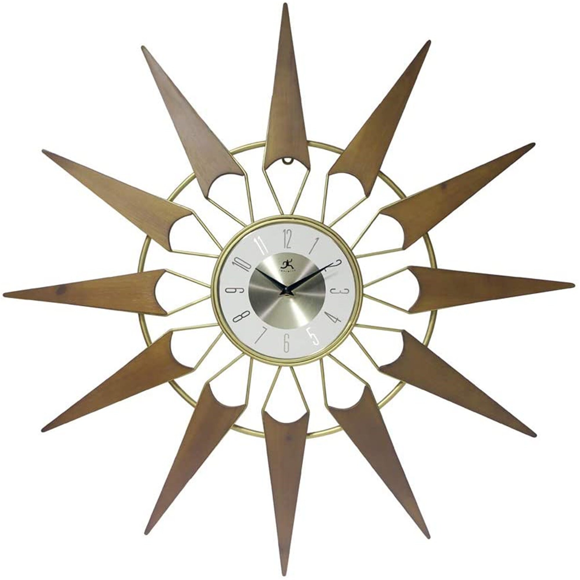 Gold Wall Clock Retro Midcentury Starburst Alarm Clock Oversized Mid