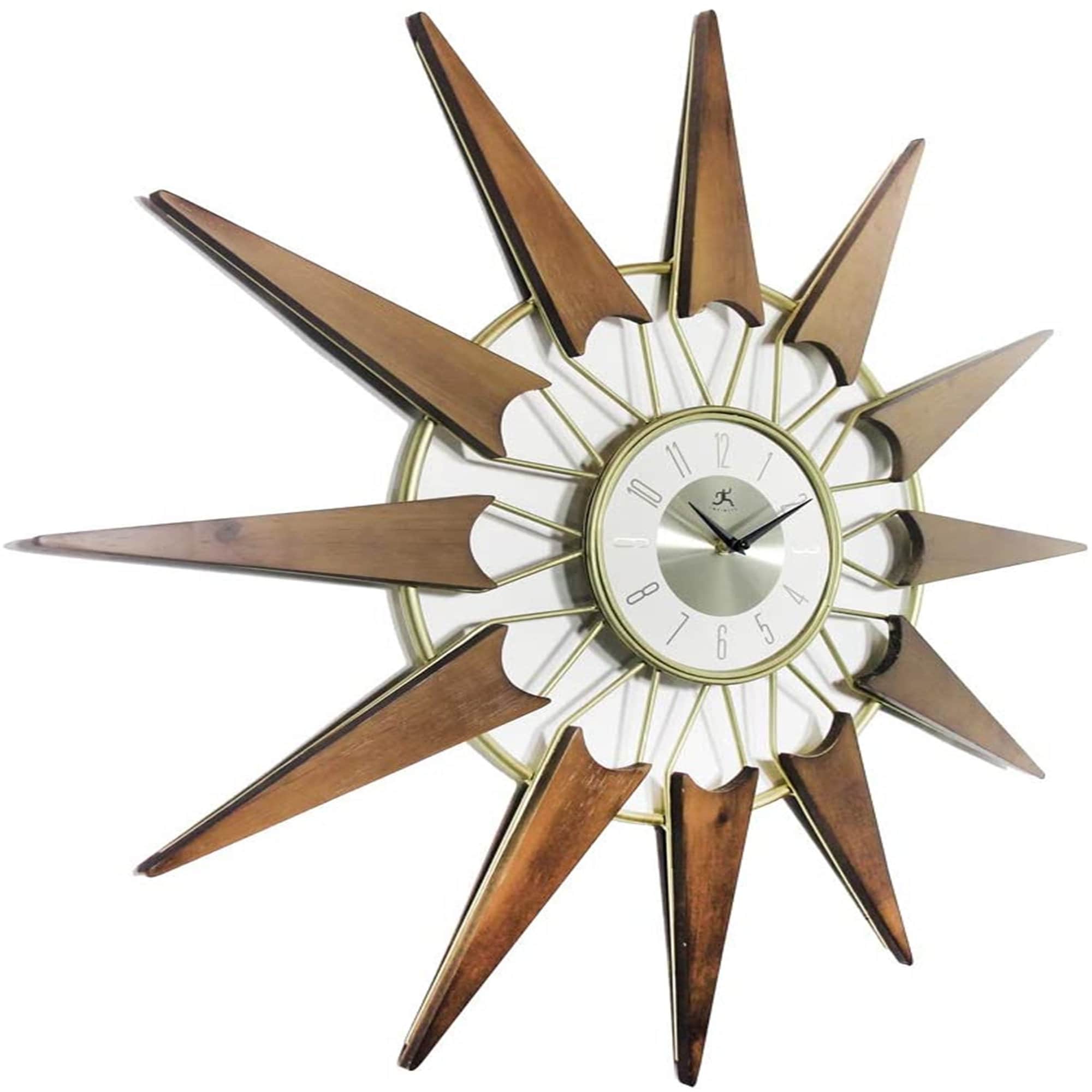 Gold Wall Clock Retro Midcentury Starburst Alarm Clock Oversized Mid