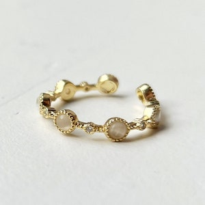 filigraan gouden ring met edelstenen, 14K vergulde ring opaal, vintage barok verstelbaar