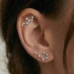 Zodiac Sign Stud Earrings, Constellation Earrings, Star Pattern, 925 Silver, Astrology: Aries, Scorpio, Taurus, Gemini, Leo, Virgo, Scorpio