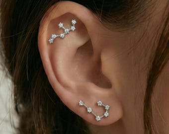 Zodiac Sign Stud Earrings, Constellation Earrings, Star Pattern, 925 Silver, Astrology: Aries, Scorpio, Taurus, Gemini, Leo, Virgo, Scorpio