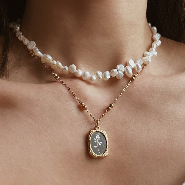 Irregular Freshwater Pearl Necklace, Choker Natural Pearl Necklace, Real Big Pearl Short Necklace, Bridal Jewelry Girl Gift