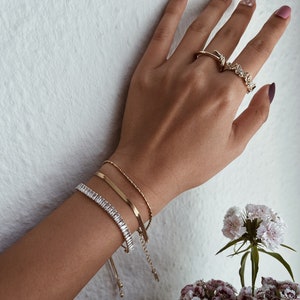 Two-row snake bracelet in gold, delicate multi-row bracelet water-repellent, elegant herringbone bracelet women's stainless steel jewelry image 3