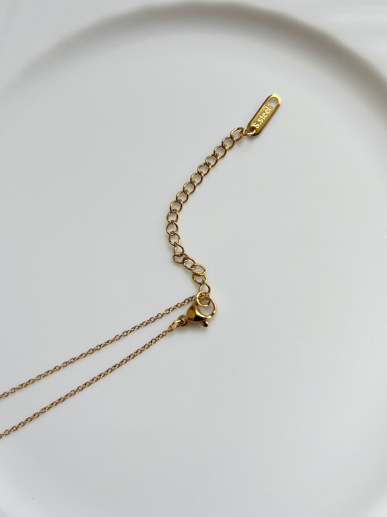 Waterdichte fijne parelketting van roestvrij staal, delicate filigraan choker parelketting, kleine parel korte ketting minimalistisch afbeelding 8