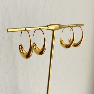 Boucles doreilles Gold Water Drop, boucles doreilles ovales ouvertes, boucles doreilles minimalistes Dangle géométriques, boucles doreilles Hook Hoop hypoallergéniques image 6