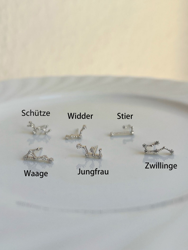 Sternzeichen Ohrstecker, Konstellations Ohrringe Sternenbild 925 Silber, Astrologie Widder Skorpion Stier Zwillinge Löwe Jungfrau Skorpion Bild 4