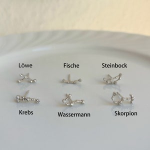 Zodiac stud earrings, constellation earrings star picture 925 silver, astrology Aries Scorpio Taurus Gemini Leo Virgo Scorpio image 5