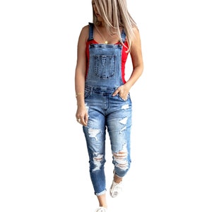 Nany Jeans Women's Denim Long Leg Overall Romper. Jeans Ripped Cutout Denim Suspender Overalls Women's.
