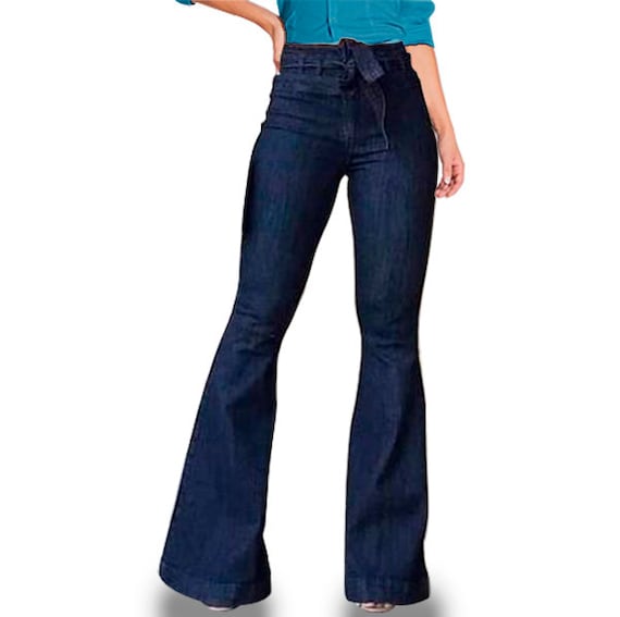 Womens Classic Stretchy Flare Jeans Bell Bottom Denim Pants High