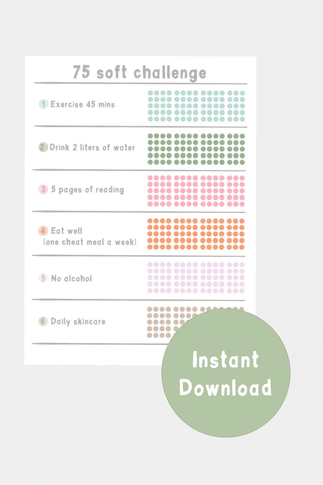 75 Soft Challenge Digital Tracker - Etsy