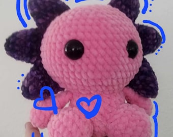 Alexi Axolotl Amigurumi PATTERN - PDF File for a Crochet Sitting Axolotl Pattern - Premier Parfait - Bernat Baby Blanket - Velvet - Chenille