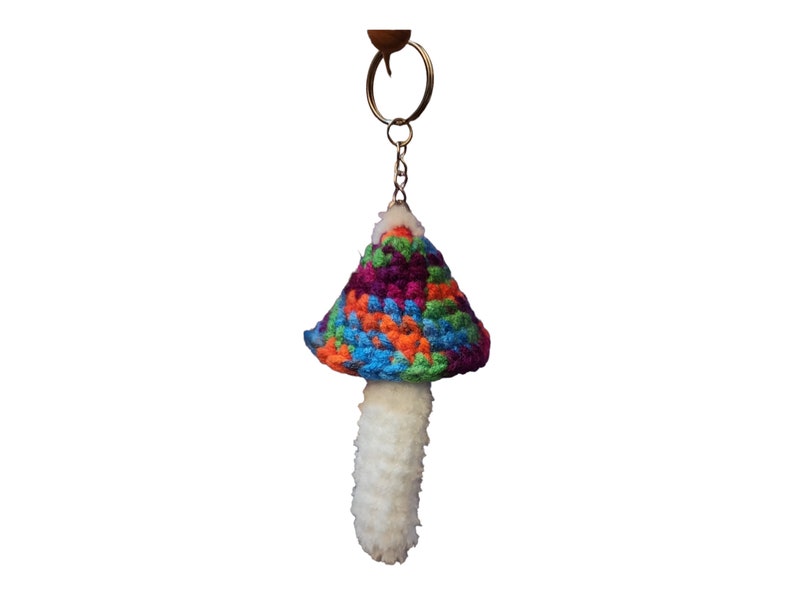 Crochet Mushroom Lip Balm Holder Keychain Cute and Practical Handmade Accessory image 6