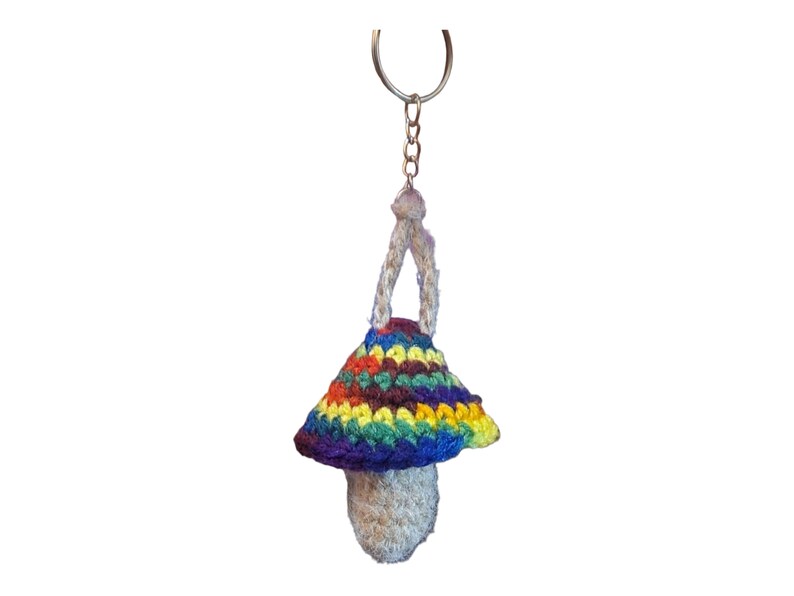 Crochet Mushroom Lip Balm Holder Keychain Cute and Practical Handmade Accessory image 5