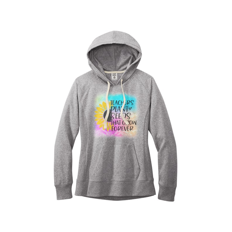 Teachers Plant Seeds that Grow Forever Rainbow & Sunflower Hoodie 100% Recycled Materials Super Soft image 2