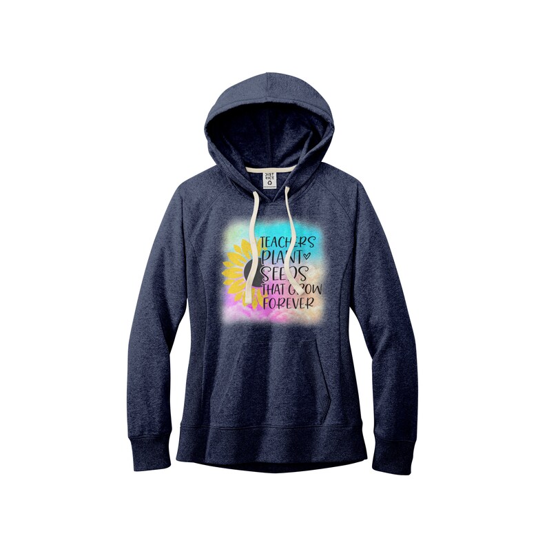 Teachers Plant Seeds that Grow Forever Rainbow & Sunflower Hoodie 100% Recycled Materials Super Soft image 3