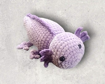 Chenille Crochet Axolotl - Soft and Squishy Amigurumi Plush - Handmade, Approximately 9 Inches Long
