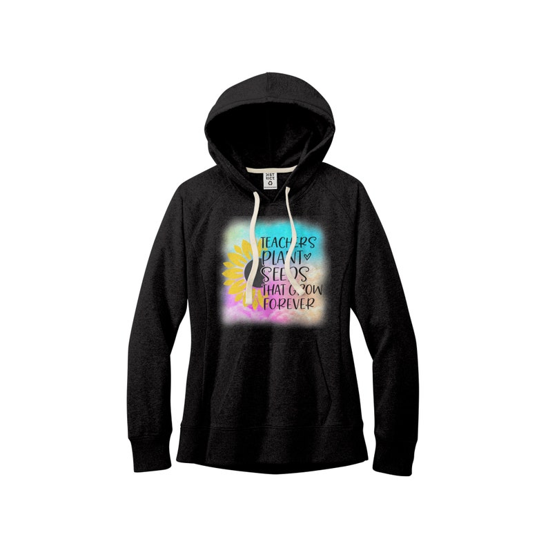 Teachers Plant Seeds that Grow Forever Rainbow & Sunflower Hoodie 100% Recycled Materials Super Soft image 5