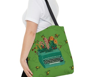 Write Beauty Tote Bag - Cottagecore Reusable Shopping Bag - Eco-Friendly Goblincore Design - Buzzy Bees