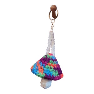 Crochet Mushroom Lip Balm Holder Keychain Cute and Practical Handmade Accessory image 4