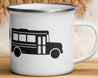 Peave Love Bus Schoolbus Korte Skoolie Schoolie Emaille Mok PeaceLoveBus