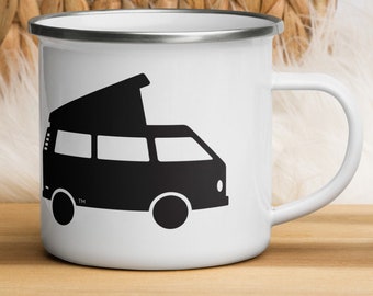 Peace Love Van Westy T3 Type 2 Poptop Van Campervan Vanlife PeaceLoveBus Emaille Mok