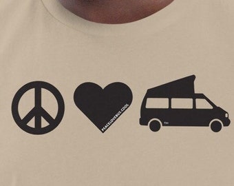 PeaceLoveBus Eurovan T4 Camper Vanlife PopTop Unisex biologisch katoenen t-shirt