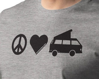 PeaceLoveBus Camper Van Pop Top Vanlife Unisex biologisch katoenen t-shirt