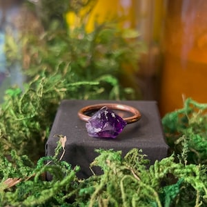 Raw Amethyst Electroformed Ring