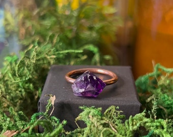 Raw Amethyst Electroformed Ring