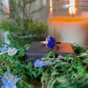 African Sapphire Electroformed Ring Size 4.5