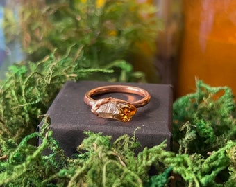 Bague électroformée en citrine brute