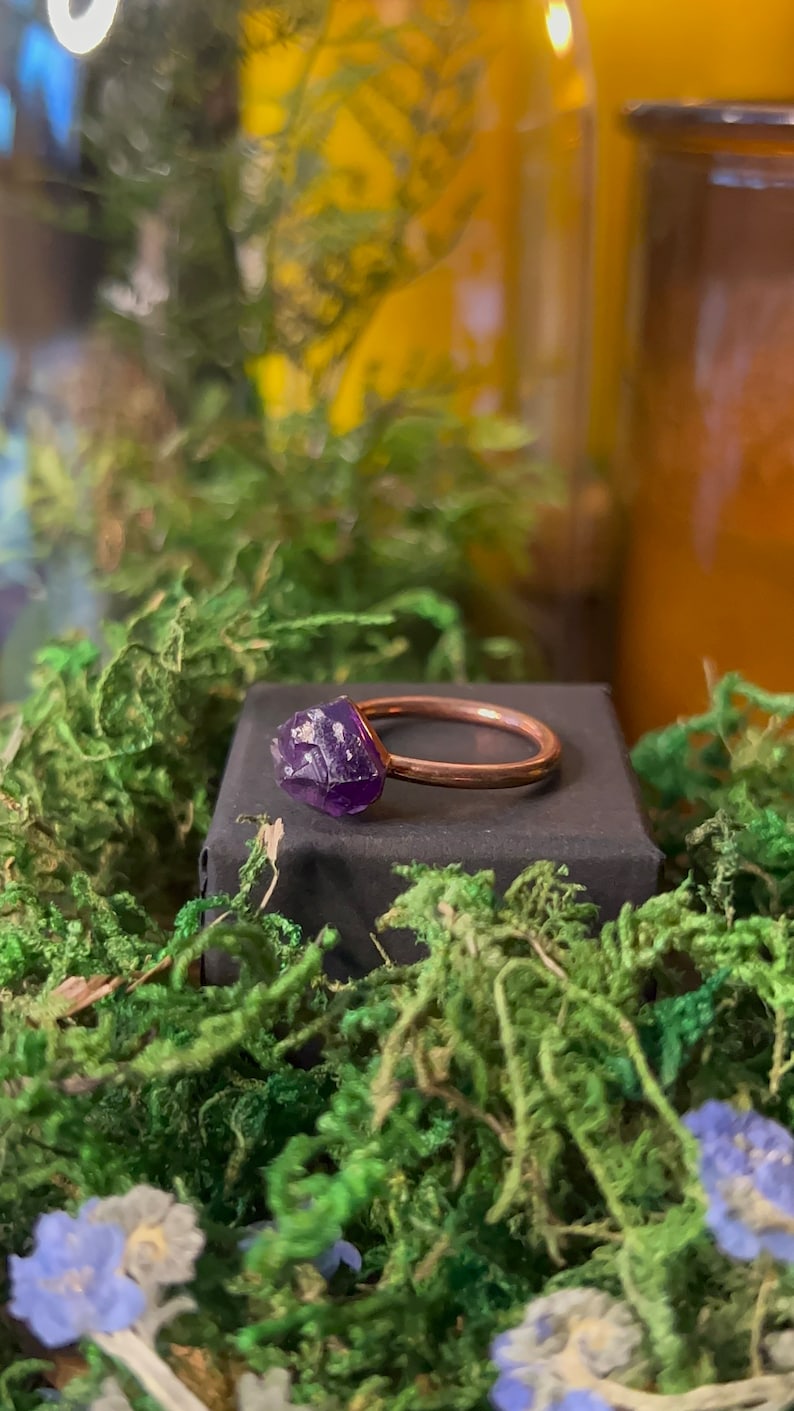 Raw Amethyst Electroformed Ring image 2