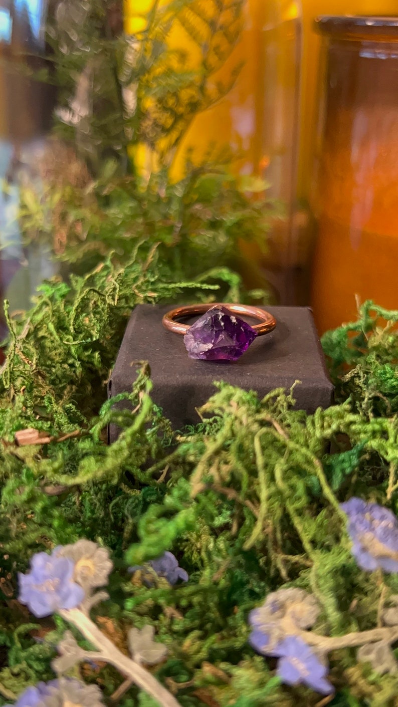 Raw Amethyst Electroformed Ring image 8