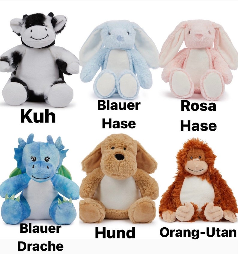 Stofftier mit Namen 26 versch. Kuscheltiere Baby Kinder personalisiert Geschenk zur Geburt Plüschtier mit Namen Bild 6