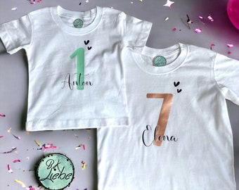 Birthday T-shirt, birthday shirt, children's birthday, for babies and children, shirt, customizable with number and name