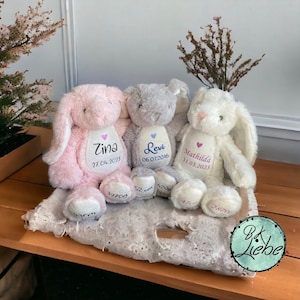 Stofftier mit Namen 26 versch. Kuscheltiere Baby Kinder personalisiert Geschenk zur Geburt Plüschtier mit Namen Bild 2